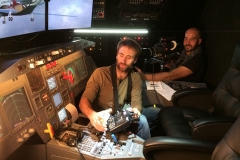 Equipe de tournage dans la cabine